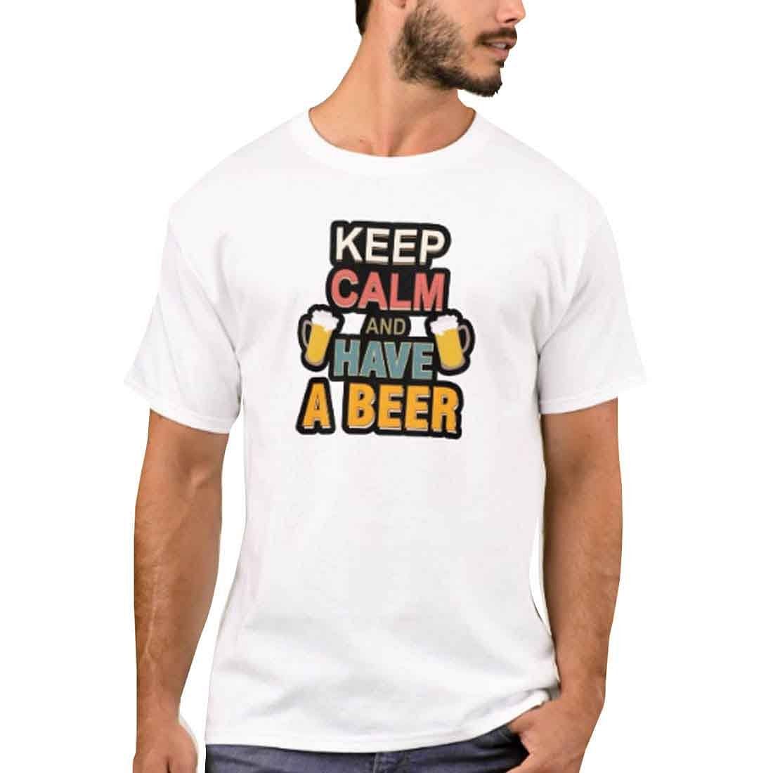 Nutcase Designer Round Neck Men's T-Shirt Wrinkle-Free Poly Cotton Tees - Keep Calm and Beer
