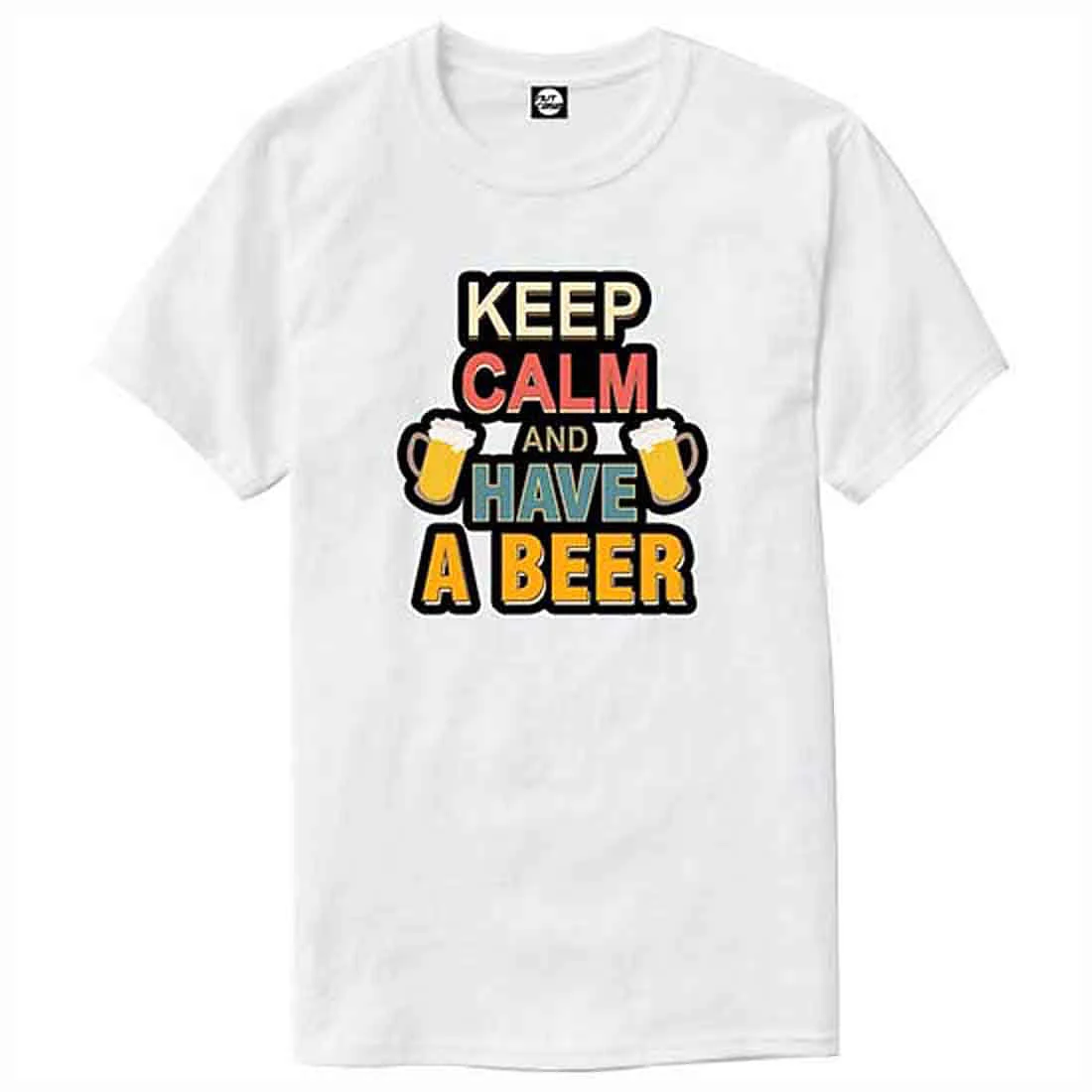 Nutcase Designer Round Neck Men's T-Shirt Wrinkle-Free Poly Cotton Tees - Keep Calm and Beer - Image 4