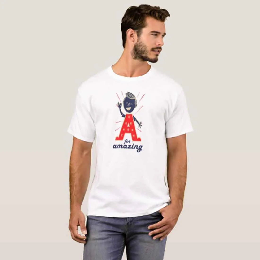 Nutcase Designer Round Neck Men's T-Shirt Wrinkle-Free Poly Cotton Tees - A for Amazing - Image 3