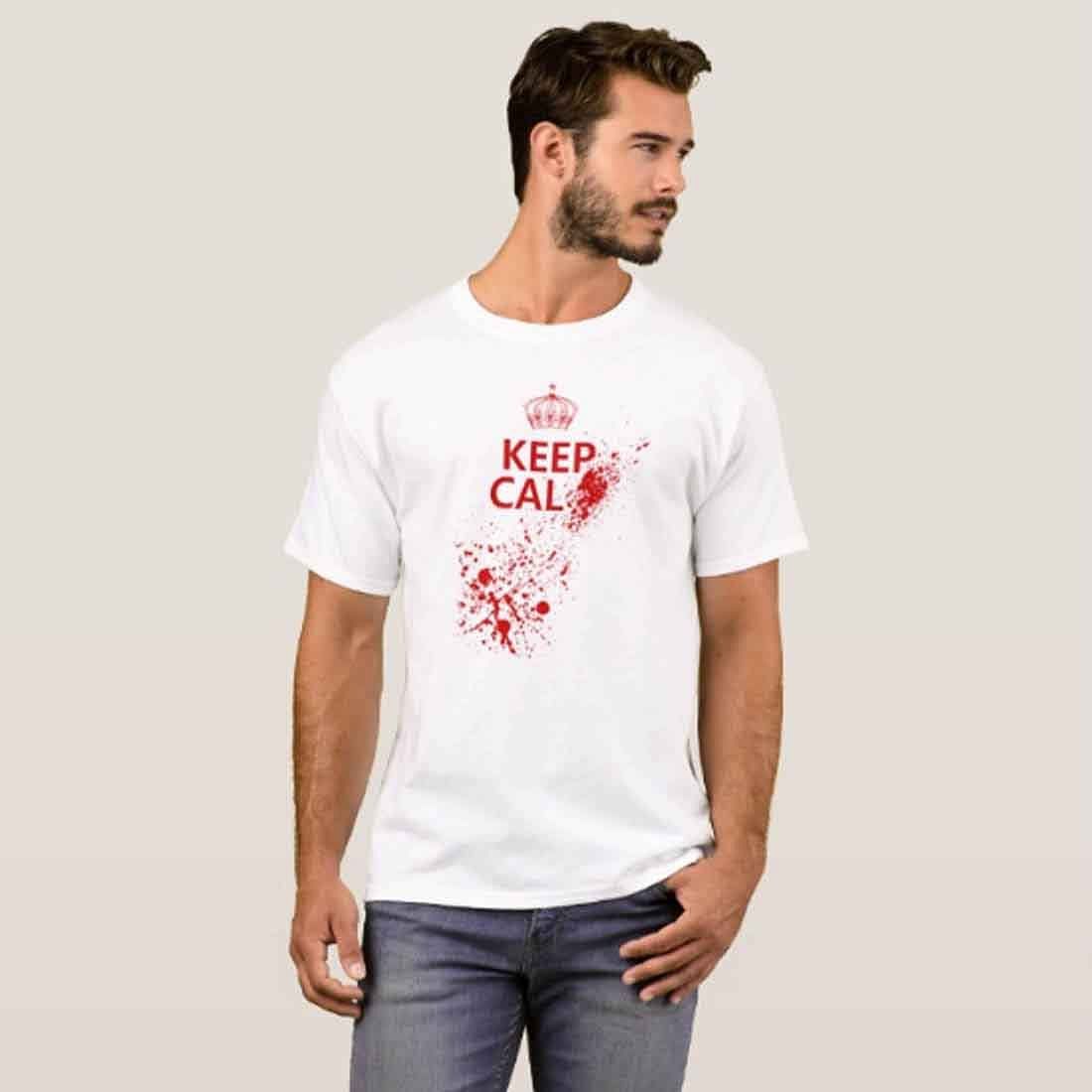 Nutcase Designer Round Neck Men's T-Shirt Wrinkle-Free Poly Cotton Tees - Keep Calm Red - Image 3