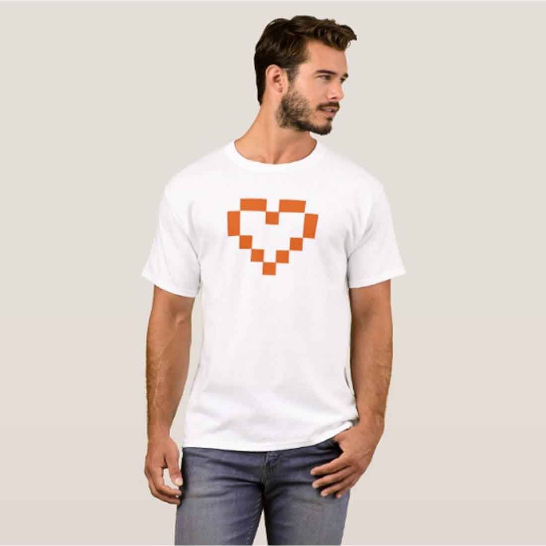 Nutcase Designer Round Neck Men's T-Shirt Wrinkle-Free Poly Cotton Tees - 8 Bit Heart - Image 3