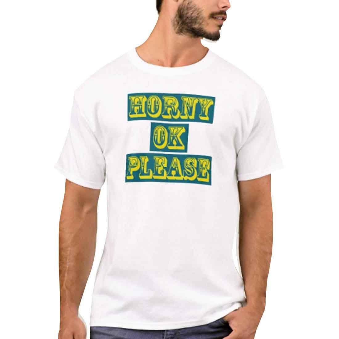 Nutcase Designer Round Neck Men's T-Shirt Wrinkle-Free Poly Cotton Tees - Horny Ok Please Green