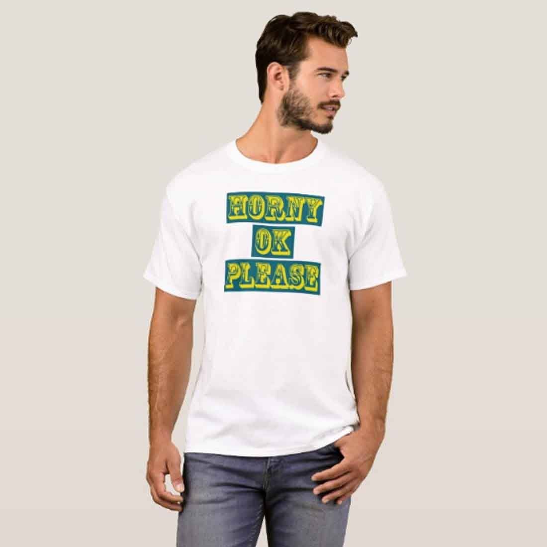 Nutcase Designer Round Neck Men's T-Shirt Wrinkle-Free Poly Cotton Tees - Horny Ok Please Green - Image 3