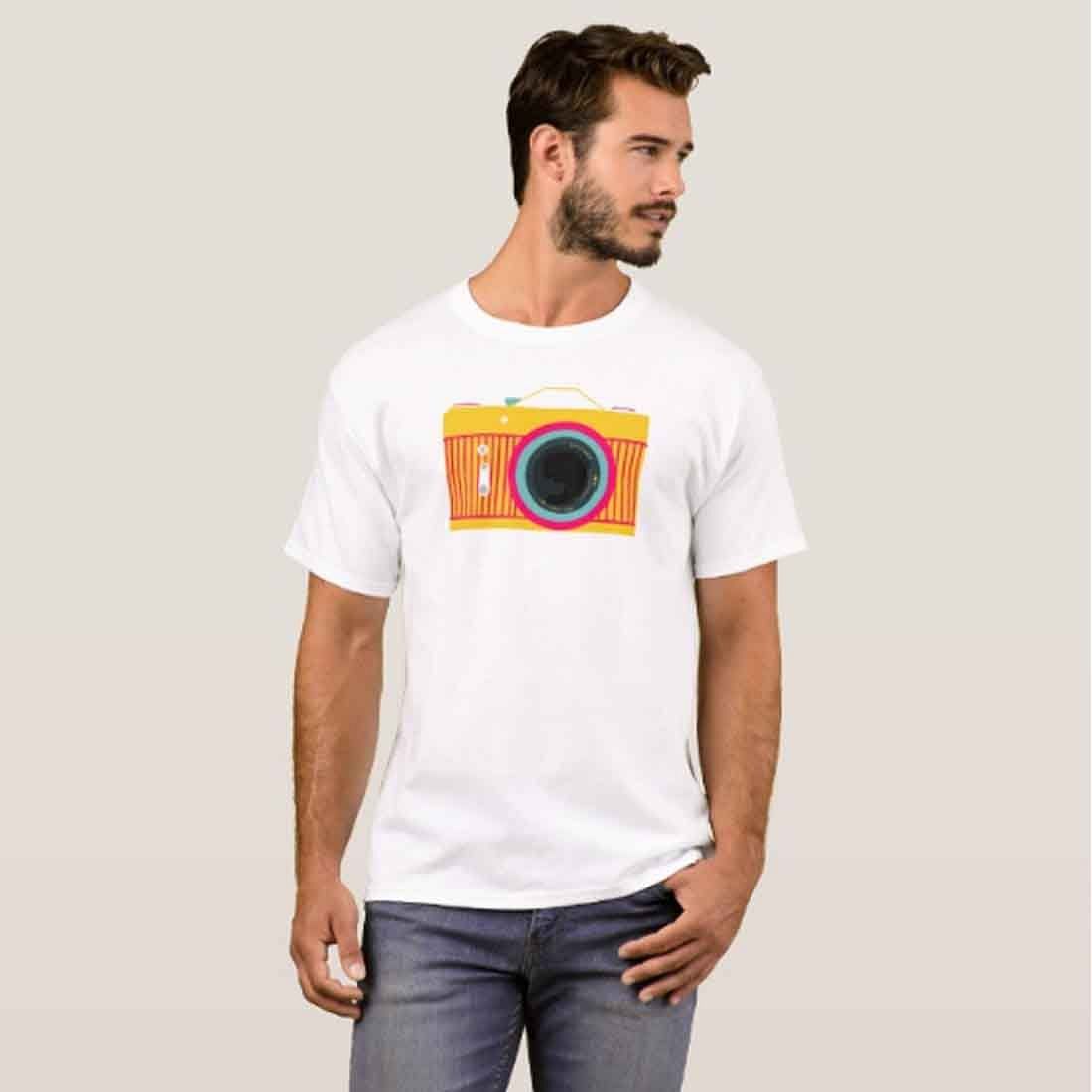 Nutcase Designer Round Neck Men's T-Shirt Wrinkle-Free Poly Cotton Tees - Colorful Camera - Image 3