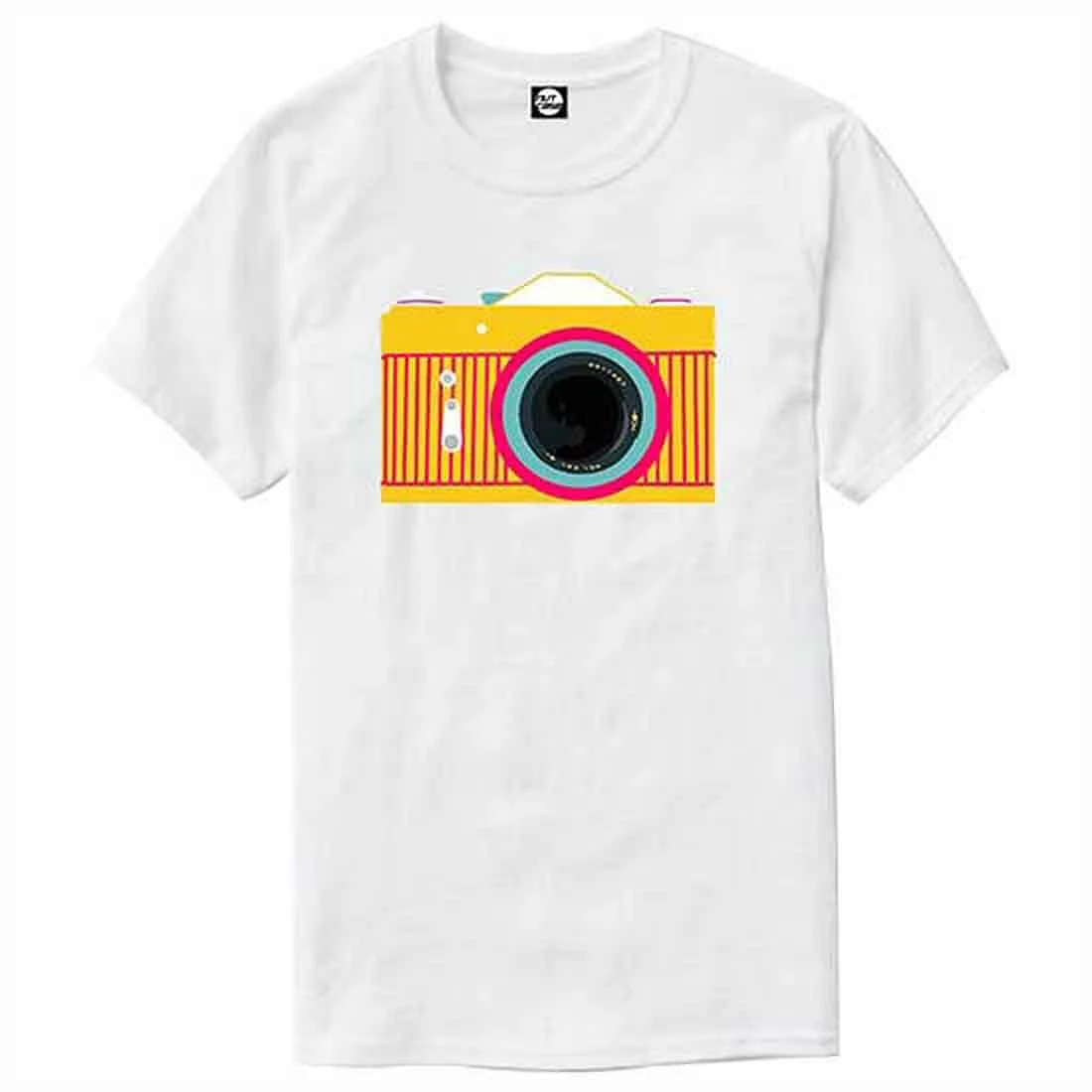 Nutcase Designer Round Neck Men's T-Shirt Wrinkle-Free Poly Cotton Tees - Colorful Camera - Image 4