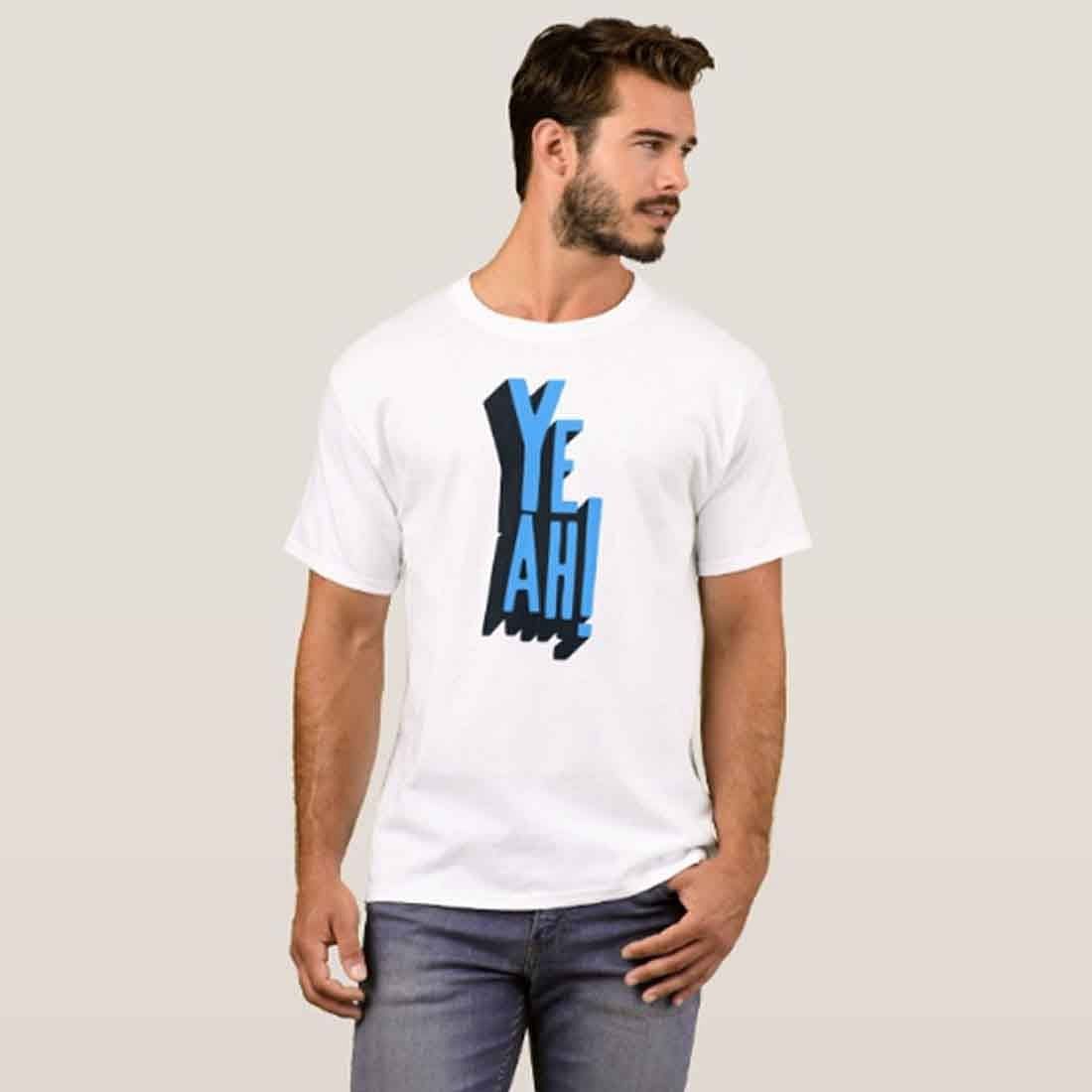 Nutcase Designer Round Neck Men's T-Shirt Wrinkle-Free Poly Cotton Tees - Yeah - Image 3