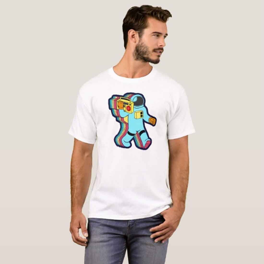 Nutcase Designer Round Neck Men's T-Shirt Wrinkle-Free Poly Cotton Tees - Funky Astronaut - Image 3