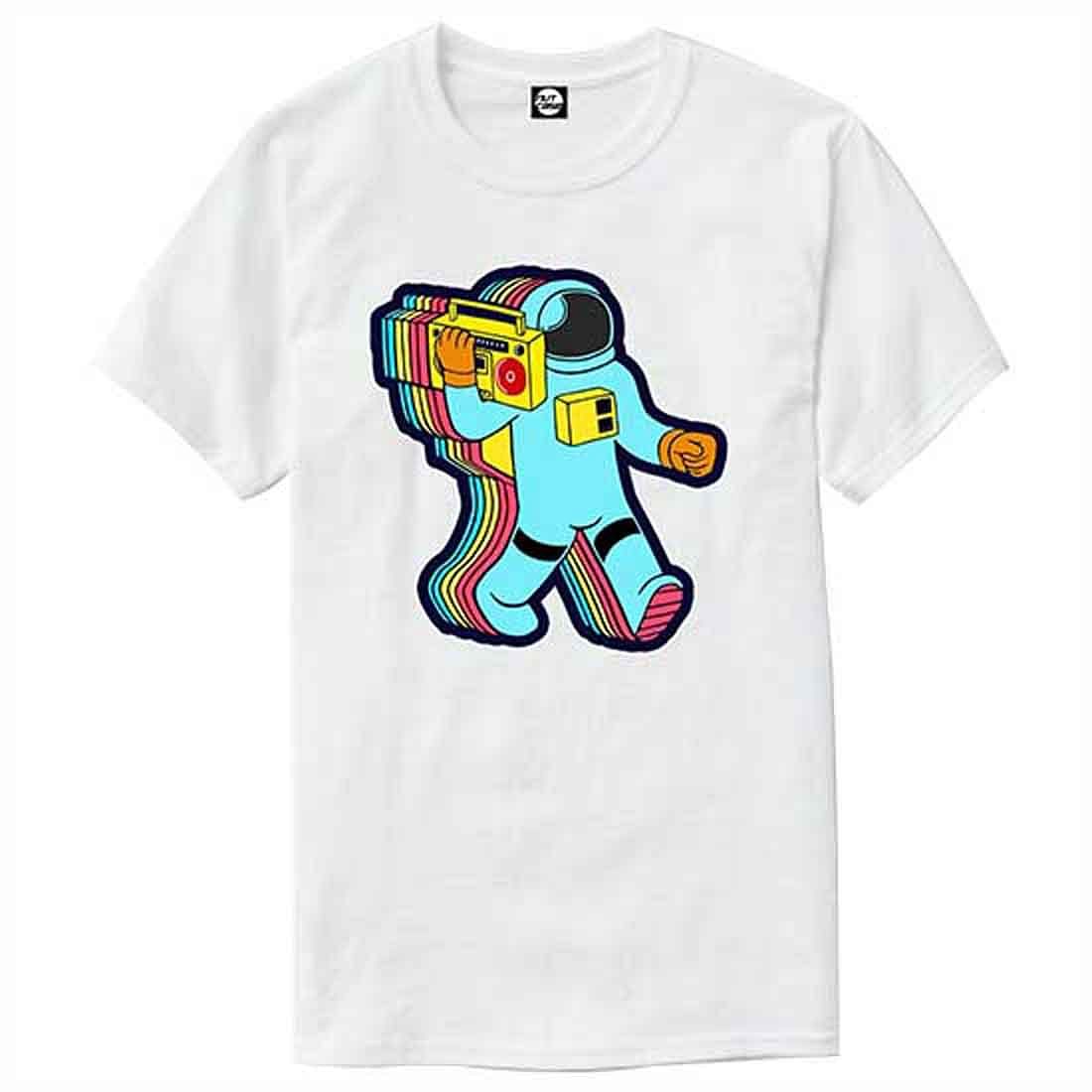 Nutcase Designer Round Neck Men's T-Shirt Wrinkle-Free Poly Cotton Tees - Funky Astronaut - Image 4