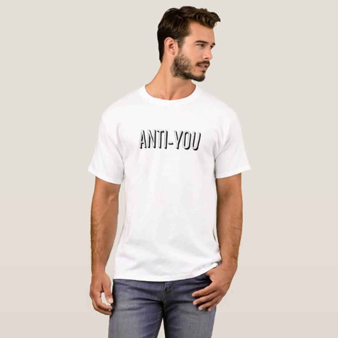 Nutcase Designer Round Neck Men's T-Shirt Wrinkle-Free Poly Cotton Tees - Anti You - Image 3