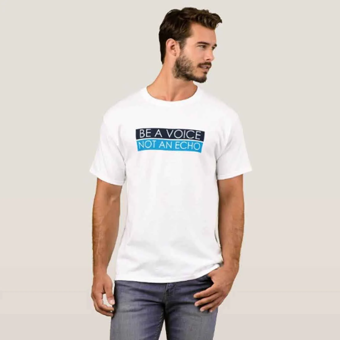 Nutcase Designer Round Neck Men's T-Shirt Wrinkle-Free Poly Cotton Tees - Be A Voice - Image 3