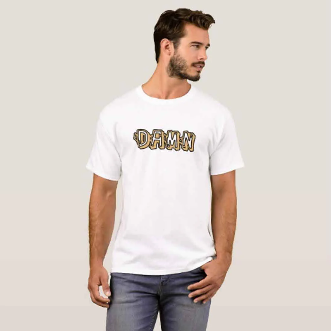 Nutcase Designer Round Neck Men's T-Shirt Wrinkle-Free Poly Cotton Tees - Damn - Image 3
