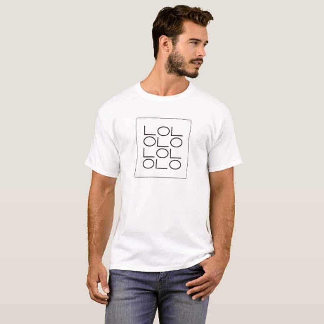 Nutcase Designer Round Neck Men's T-Shirt Wrinkle-Free Poly Cotton Tees - LOL Pattern - Image 3