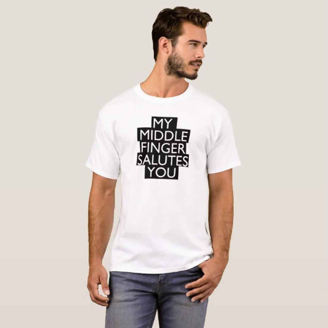 Nutcase Designer Round Neck Men's T-Shirt Wrinkle-Free Poly Cotton Tees - My Middle Finger - Image 3
