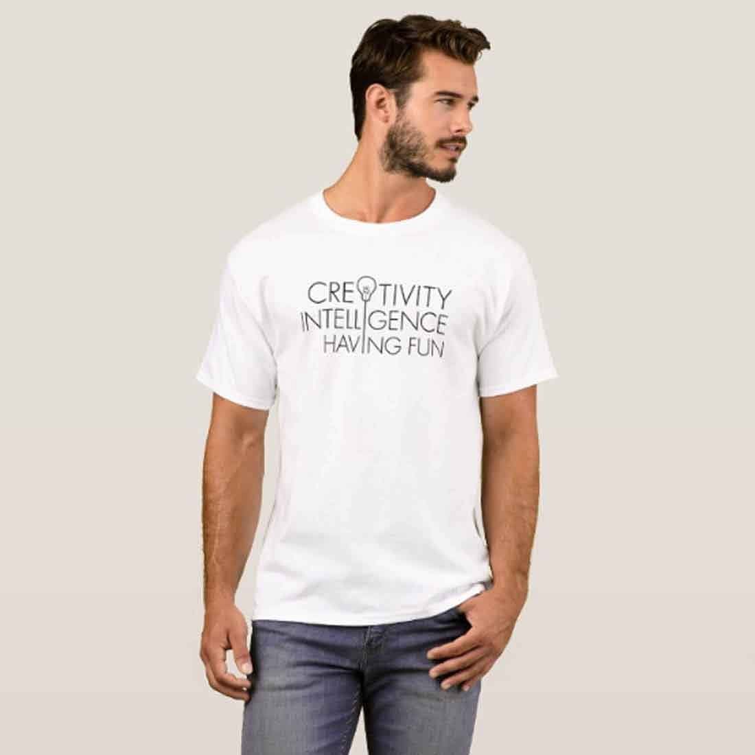 Nutcase Designer Round Neck Men's T-Shirt Wrinkle-Free Poly Cotton Tees - Creativity - Image 3