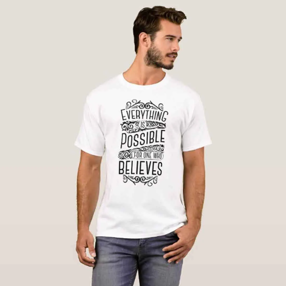 Nutcase Designer Round Neck Men's T-Shirt Wrinkle-Free Poly Cotton Tees - Everything is Possible - Image 3