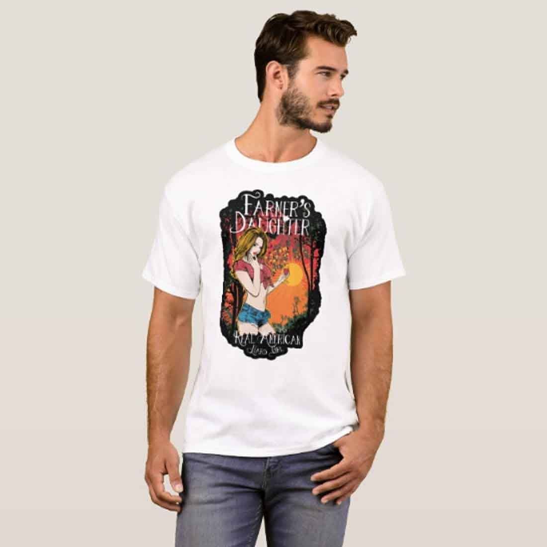 Nutcase Designer Round Neck Men's T-Shirt Wrinkle-Free Poly Cotton Tees - Farmers Daughter - Image 3