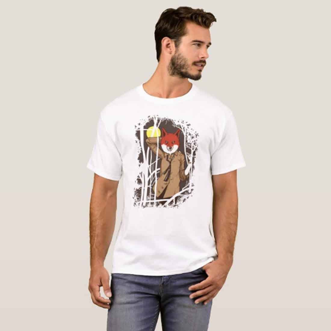 Nutcase Designer Round Neck Men's T-Shirt Wrinkle-Free Poly Cotton Tees - Fox Hip - Image 3