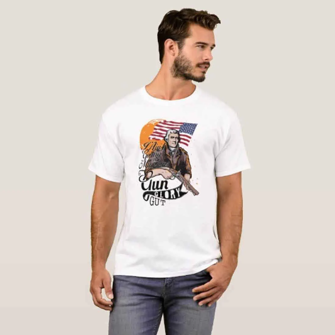 Nutcase Designer Round Neck Men's T-Shirt Wrinkle-Free Poly Cotton Tees - Gun Glory - Image 3