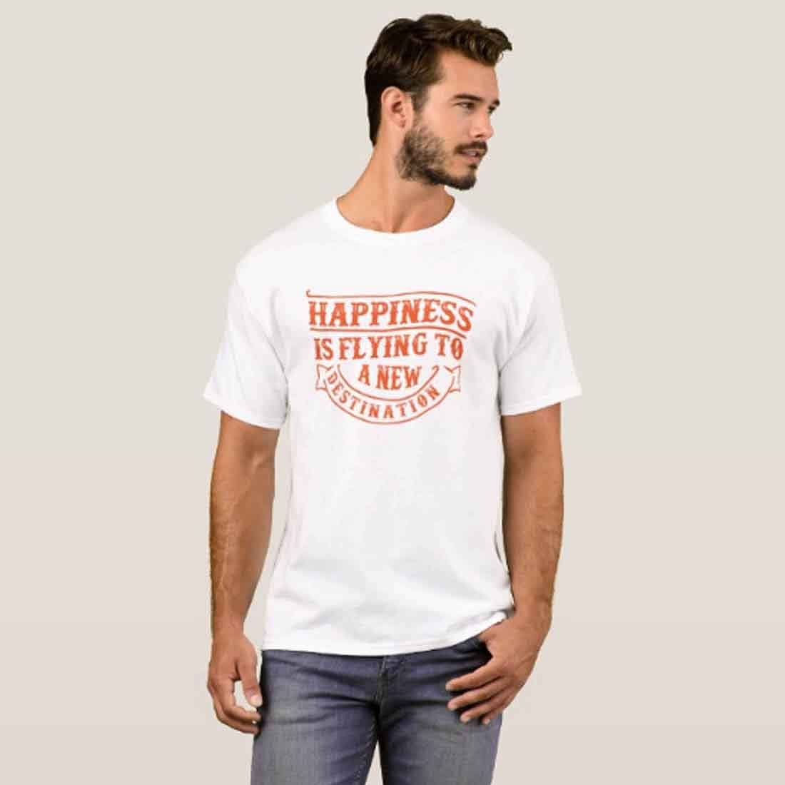 Nutcase Designer Round Neck Men's T-Shirt Wrinkle-Free Poly Cotton Tees - Happiness is Flying - Image 3