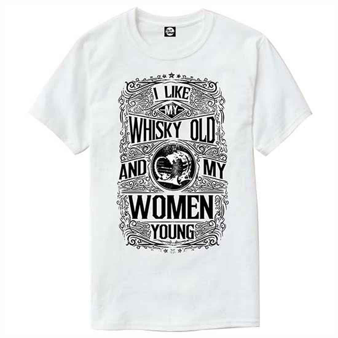 Nutcase Designer Round Neck Men's T-Shirt Wrinkle-Free Poly Cotton Tees - Whiskey Old Women Young - Image 4