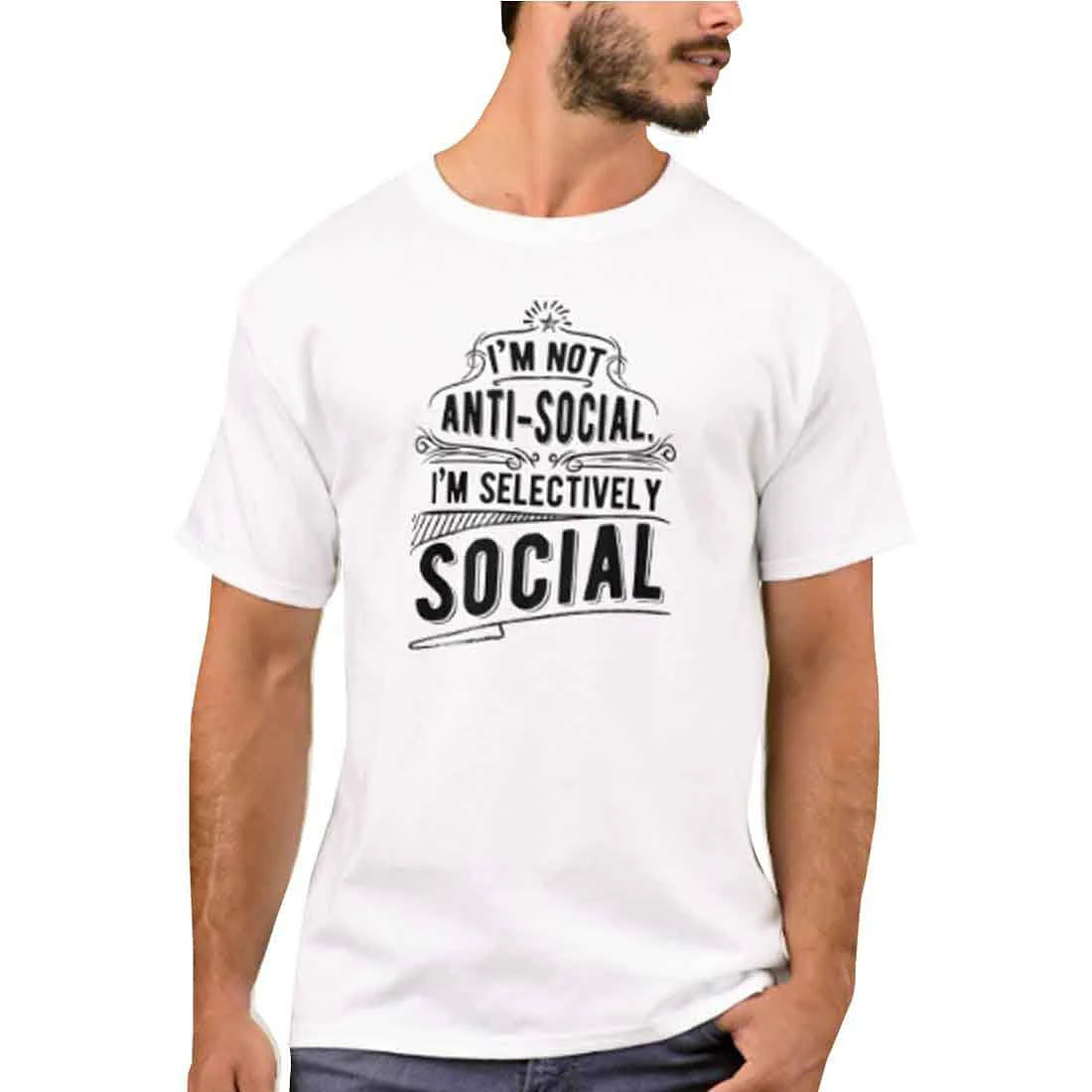 Nutcase Designer Round Neck Men's T-Shirt Wrinkle-Free Poly Cotton Tees - Anti Social