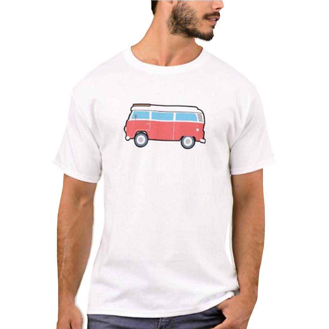 Nutcase Designer Round Neck Men's T-Shirt Wrinkle-Free Poly Cotton Tees - Bus