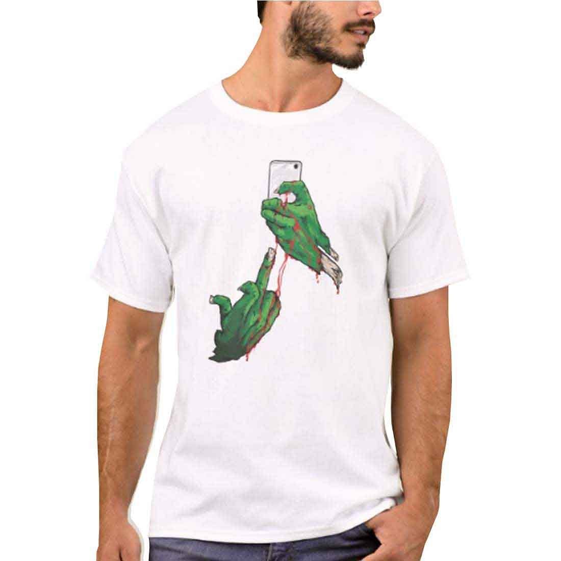 Nutcase Designer Round Neck Men's T-Shirt Wrinkle-Free Poly Cotton Tees - Zombies Phone