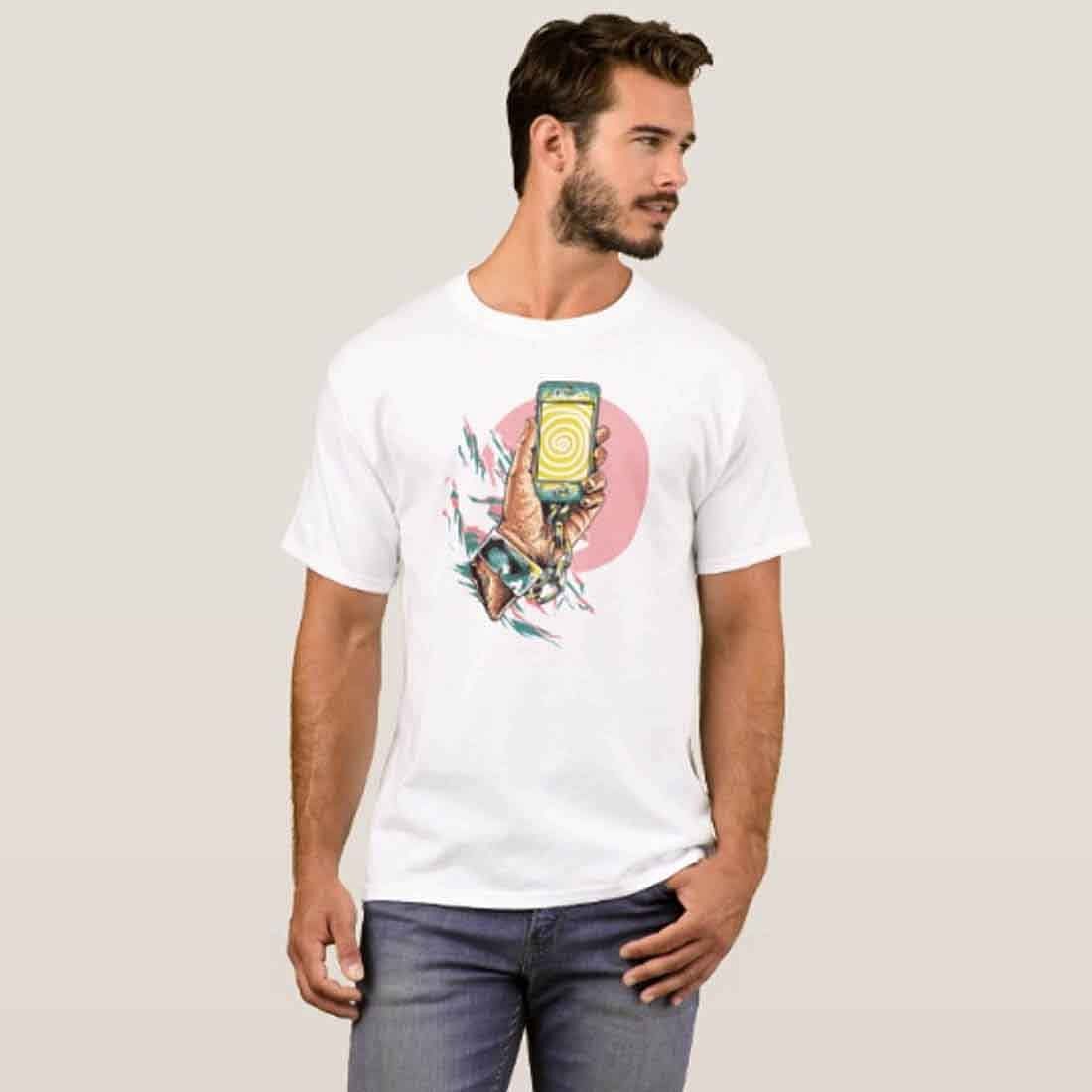 Nutcase Designer Round Neck Men's T-Shirt Wrinkle-Free Poly Cotton Tees - Chained to The Screen - Image 3