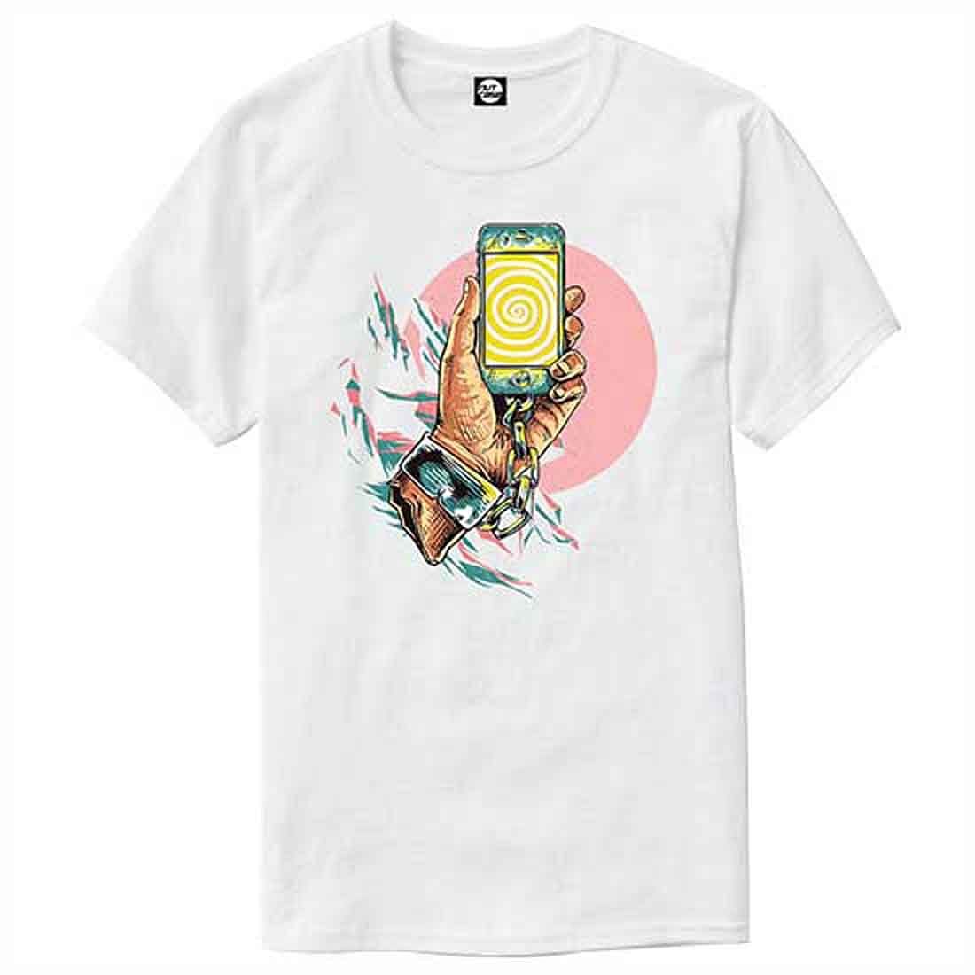 Nutcase Designer Round Neck Men's T-Shirt Wrinkle-Free Poly Cotton Tees - Chained to The Screen - Image 4