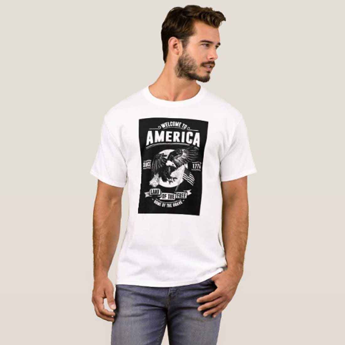 Nutcase Designer Round Neck Men's T-Shirt Wrinkle-Free Poly Cotton Tees - Welcome to America - Image 3