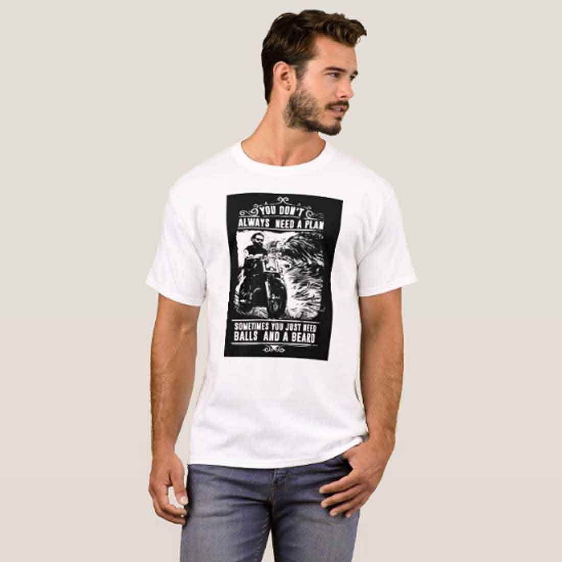 Nutcase Designer Round Neck Men's T-Shirt Wrinkle-Free Poly Cotton Tees - Always Need A Plan - Image 3