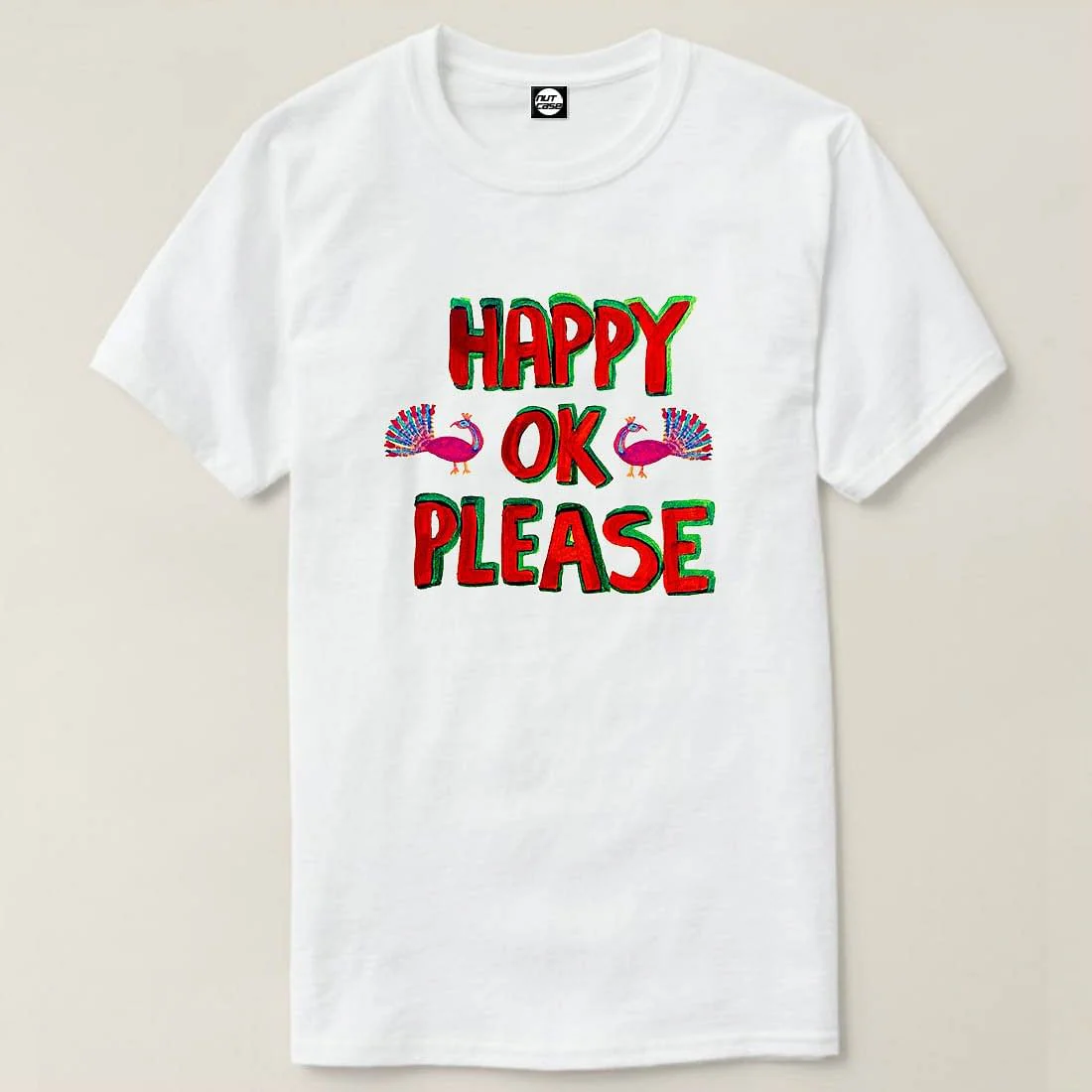 Nutcase Designer Round Neck Men's T-Shirt Wrinkle-Free Poly Cotton Tees - Happy Ok Please - Image 4