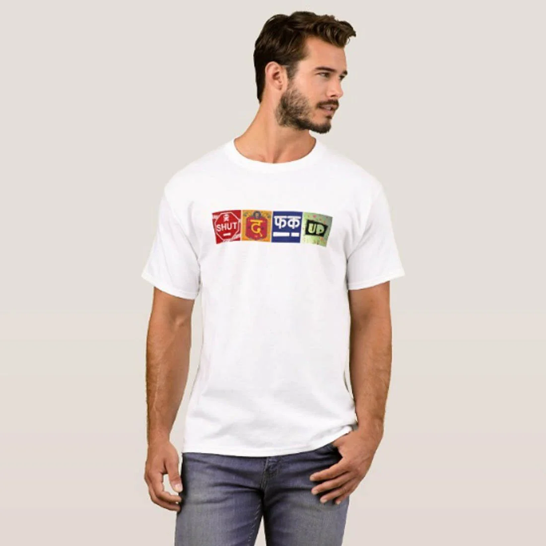 Nutcase Designer Round Neck Men's T-Shirt Wrinkle-Free Poly Cotton Tees - Shut The FK Up - Image 3