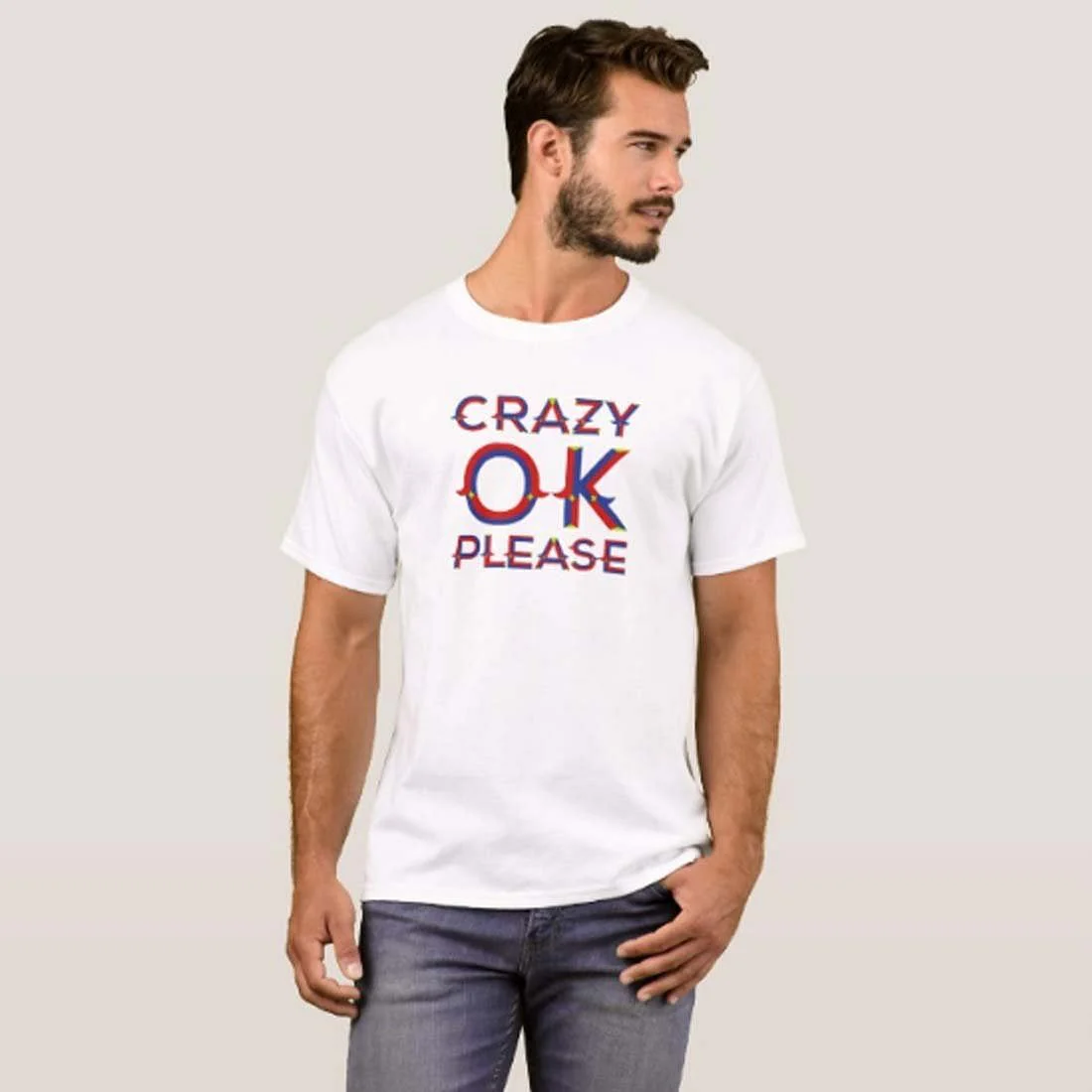 Nutcase Designer Round Neck Men's T-Shirt Wrinkle-Free Poly Cotton Tees - Crazy Ok Please - Image 3