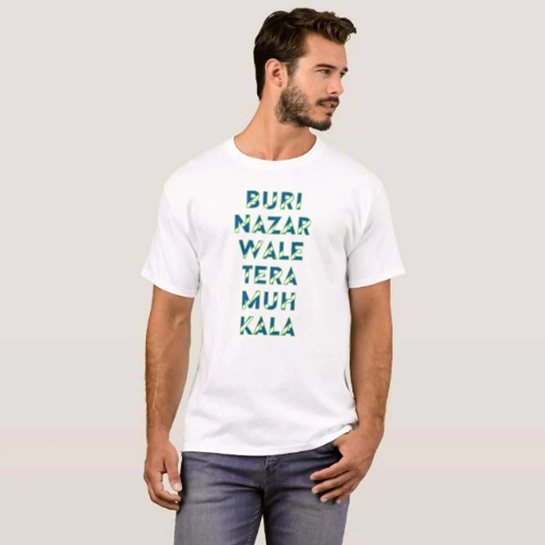 Nutcase Designer Round Neck Men's T-Shirt Wrinkle-Free Poly Cotton Tees - Buri Nazar - Image 3