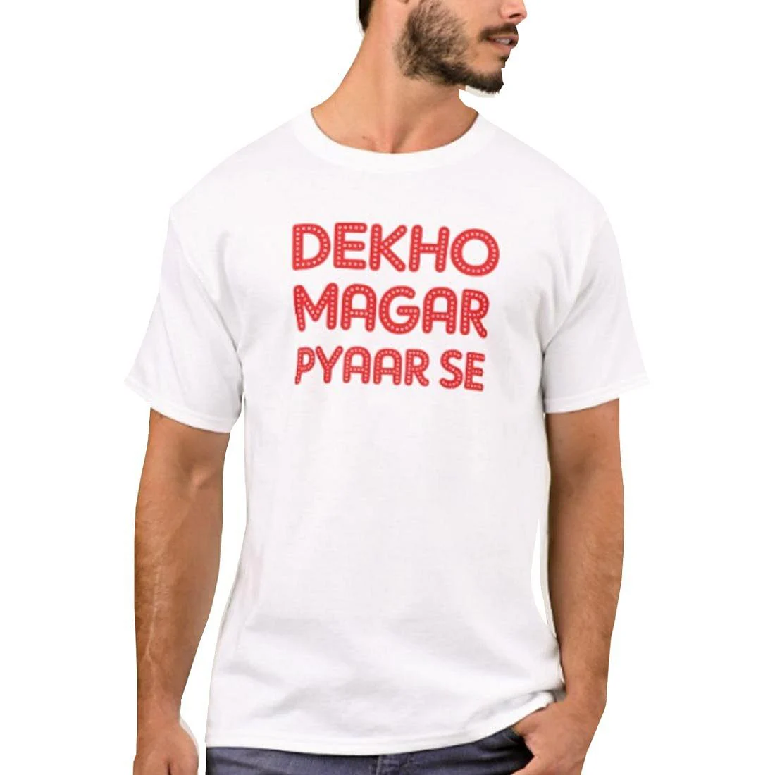 Nutcase Designer Round Neck Men's T-Shirt Wrinkle-Free Poly Cotton Tees - Dekho Magar Pyaar Se