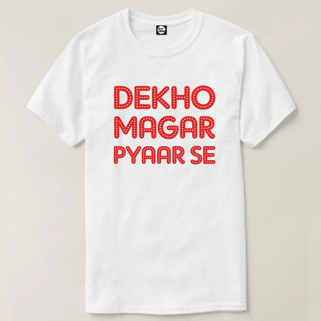Nutcase Designer Round Neck Men's T-Shirt Wrinkle-Free Poly Cotton Tees - Dekho Magar Pyaar Se - Image 4
