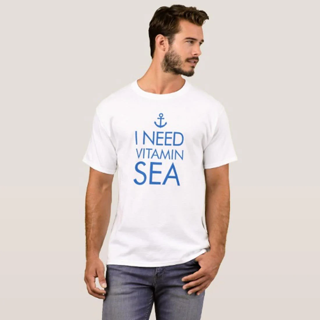 Nutcase Designer Round Neck Men's T-Shirt Wrinkle-Free Poly Cotton Tees - I Need Vitamin Sea - Image 3