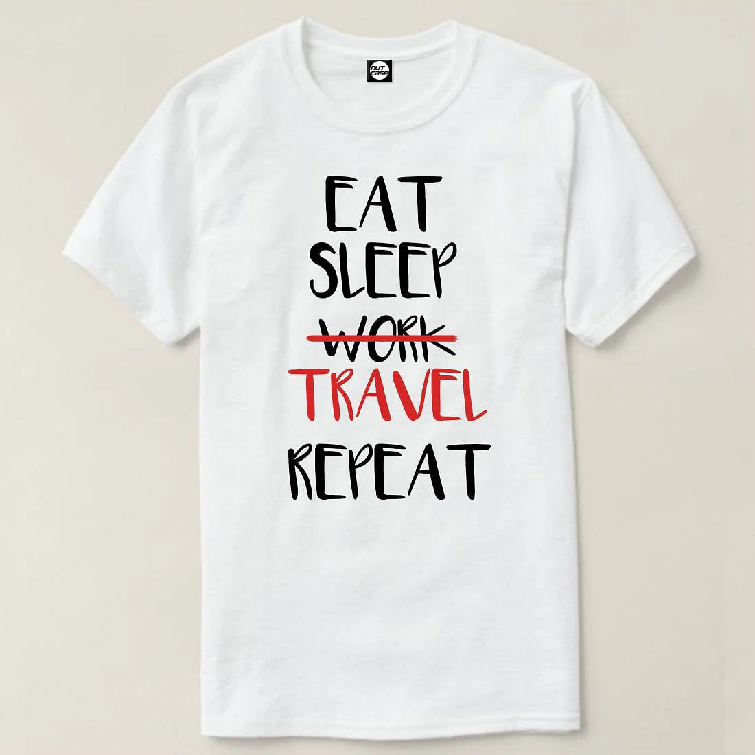 Nutcase Designer Round Neck Men's T-Shirt Wrinkle-Free Poly Cotton Tees - Eat Sleep - Image 4