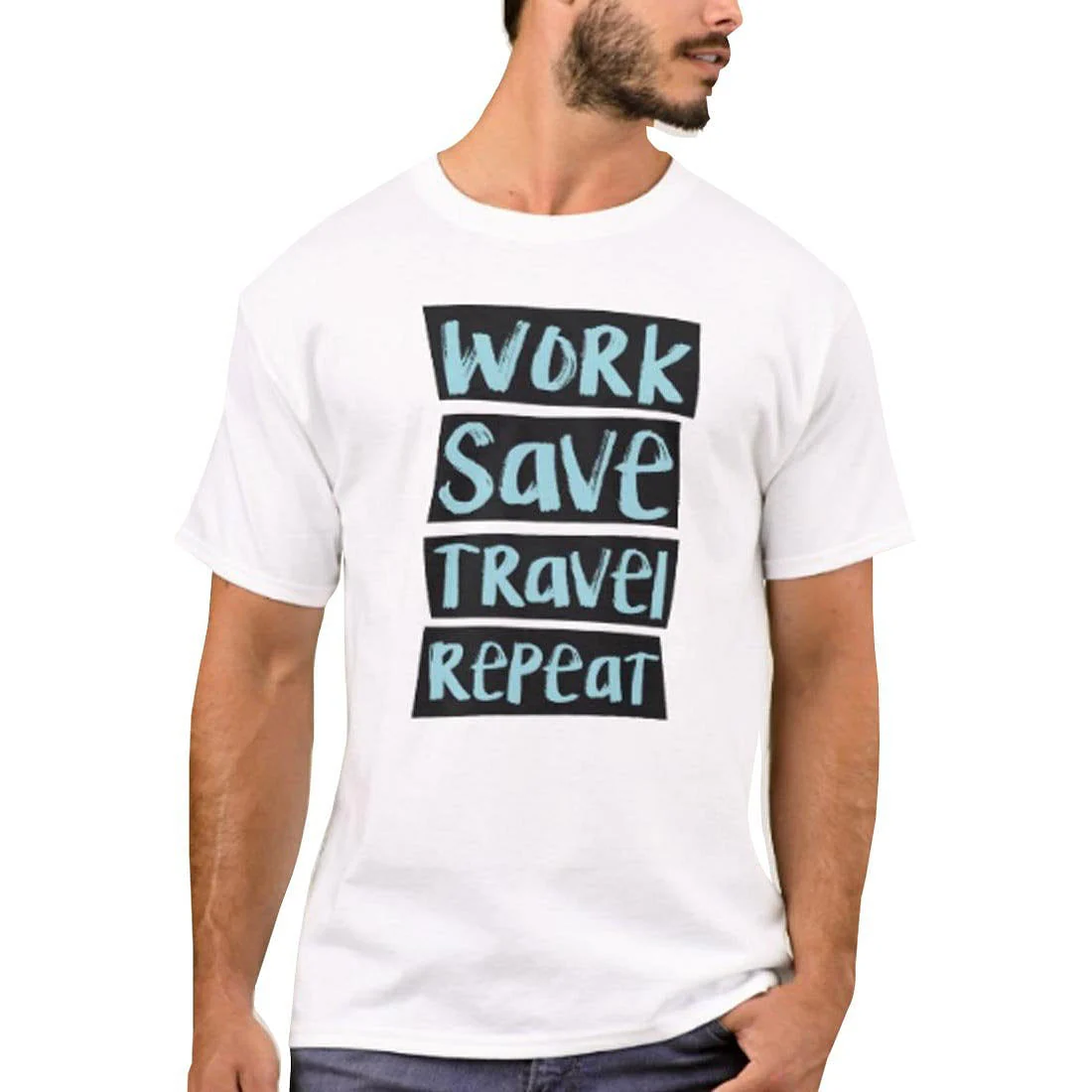 Nutcase Designer Round Neck Men's T-Shirt Wrinkle-Free Poly Cotton Tees - Work Save Travel Repeat