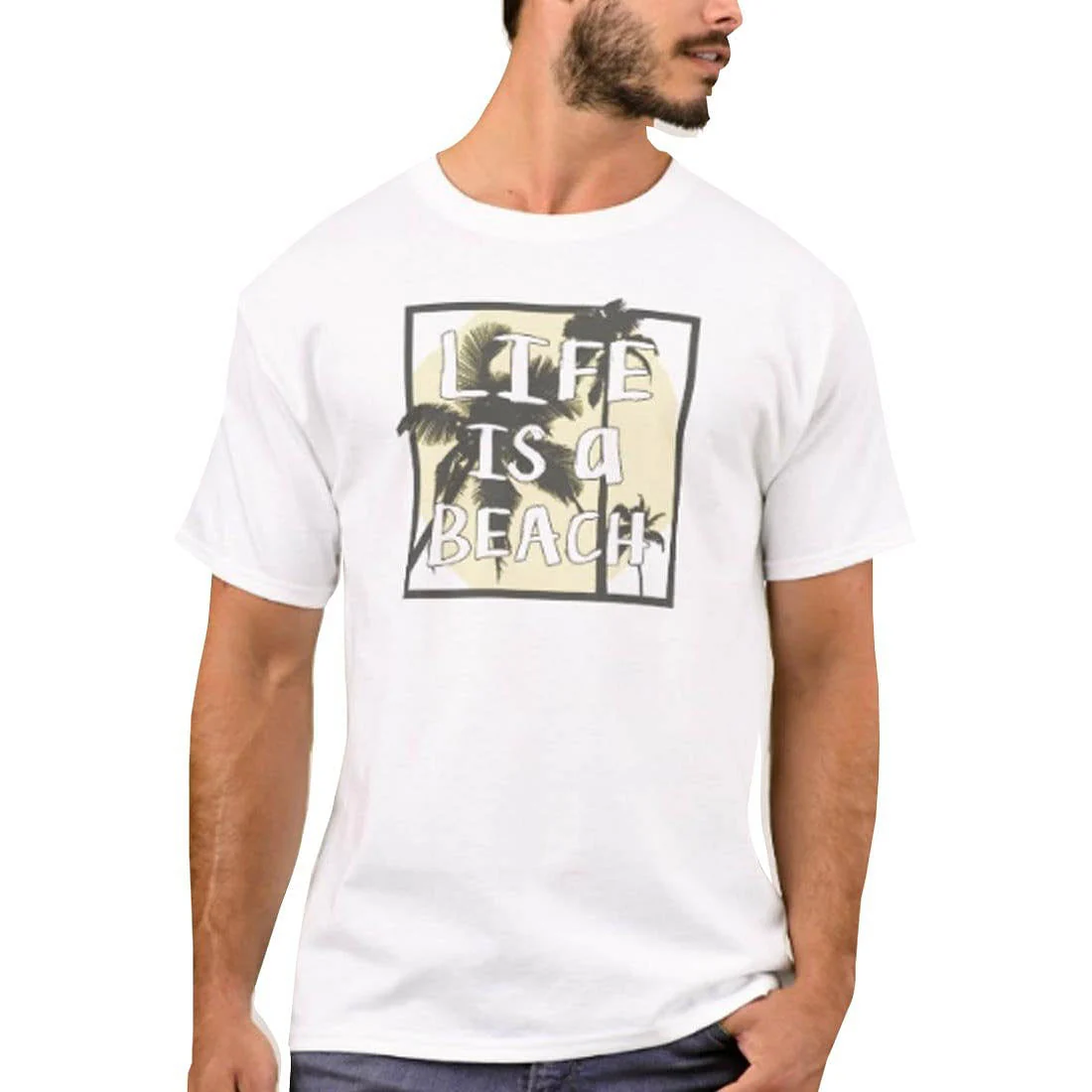 Nutcase Designer Round Neck Men's T-Shirt Wrinkle-Free Poly Cotton Tees - Life is A Beach