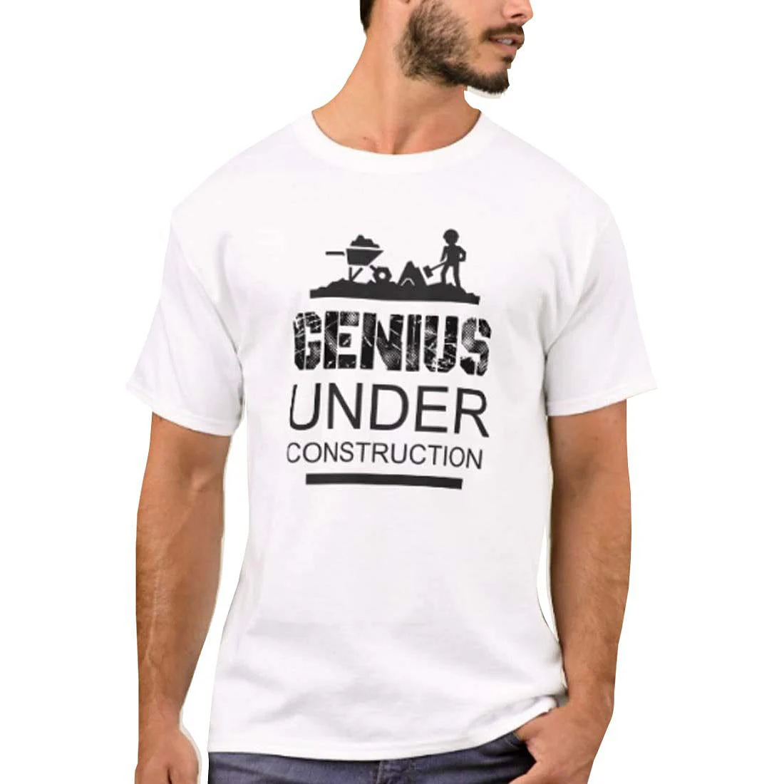 Nutcase Designer Round Neck Men's T-Shirt Wrinkle-Free Poly Cotton Tees - Under Construction