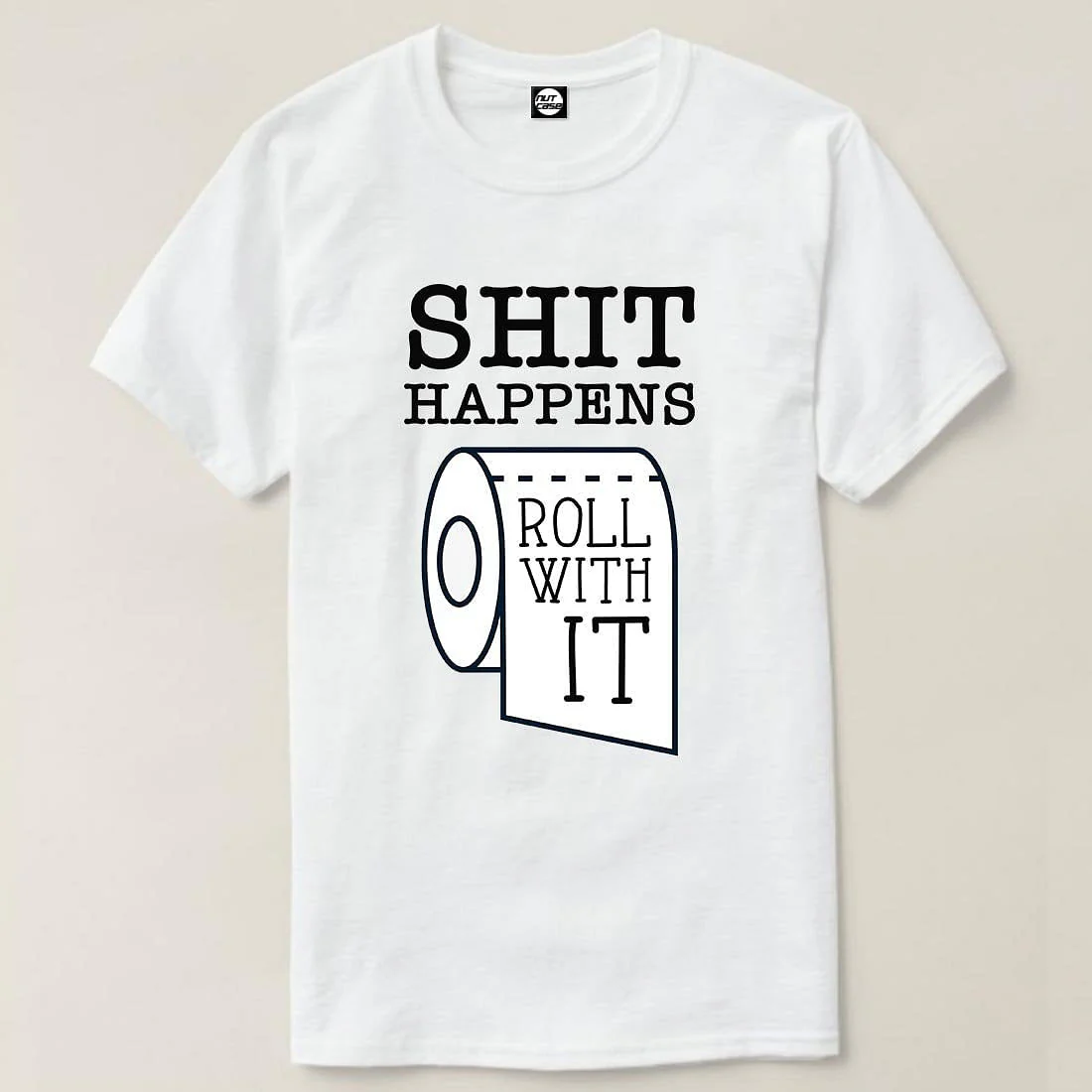Nutcase Designer Round Neck Men's T-Shirt Wrinkle-Free Poly Cotton Tees - Shit Happens Roll - Image 4