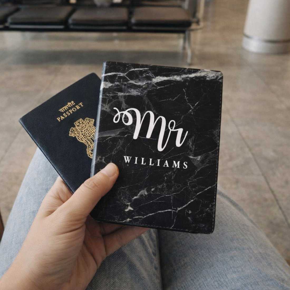 Couple Passport Holder Luggage Tag Gift Box- Mr Mrs Passport Sleeve and Bag Tag Set - Image 4