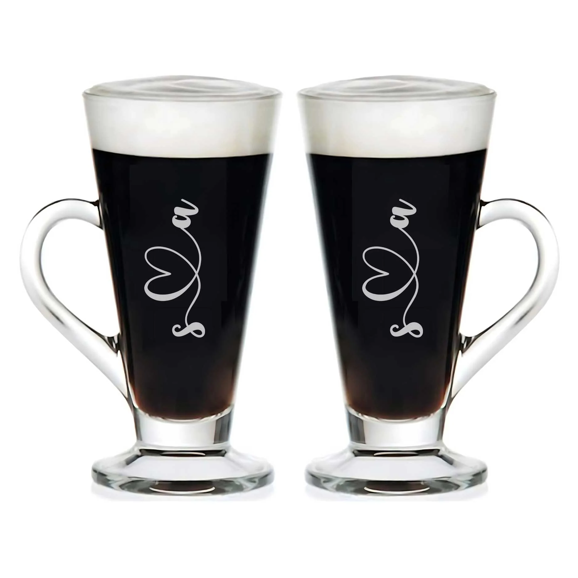 Couples Coffee Mugs Customised Coffee Cups Tall Latte, Cappuccino, Hot Chocolate Glass - Set of 2 - Image 4
