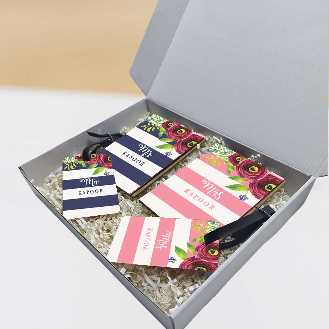 Personalize Couples Mr & Mrs Passport Cover with Luggage Tag Gift Set - Image 6