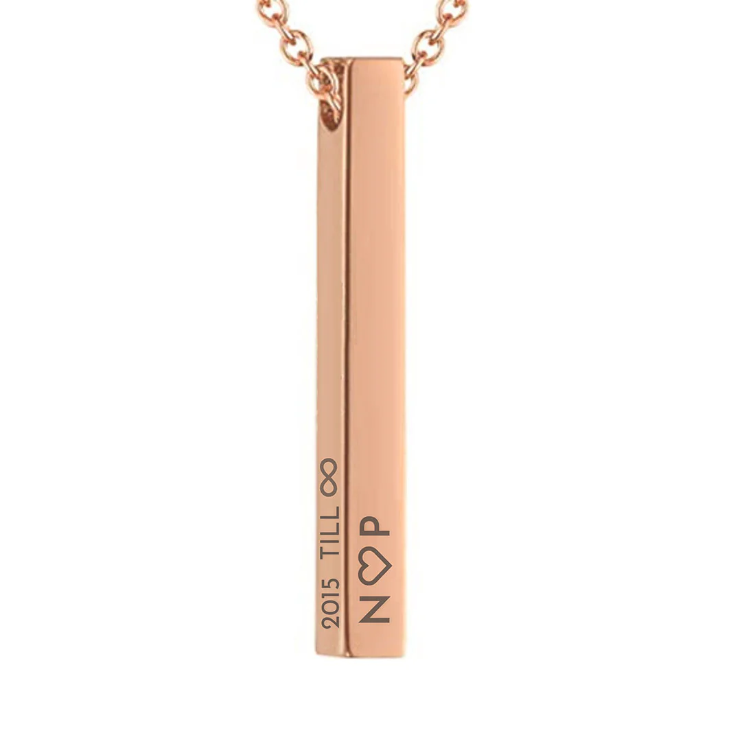Custom Couples Pendant Necklace Rose Gold & Black with chain - Initials - Image 7