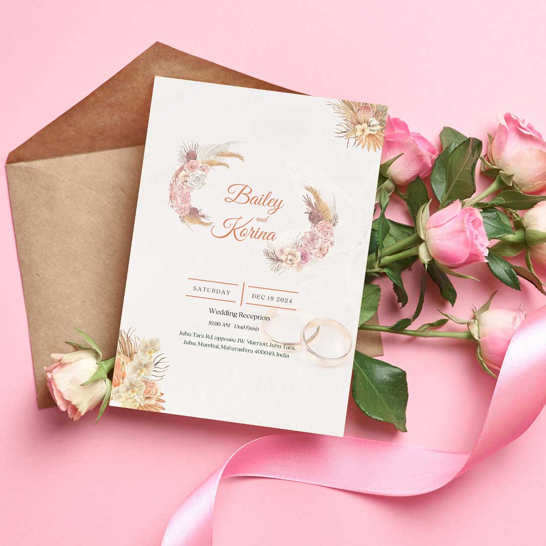 Create Invitation Card for Wedding - Custom Wedding Invitation-6x9 inches (Acrylic or Satin on Paper Board)(25 pcs) - Image 2