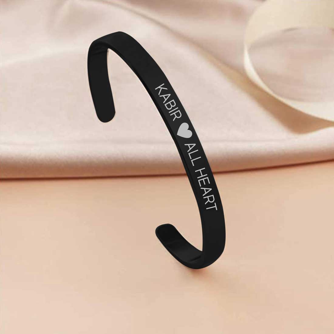 Custom Bracelets for Men Engraved Name Valentines Day Gift - Rose Gold Plated/Black Rhodium/Gold Plated - Heart - Image 10
