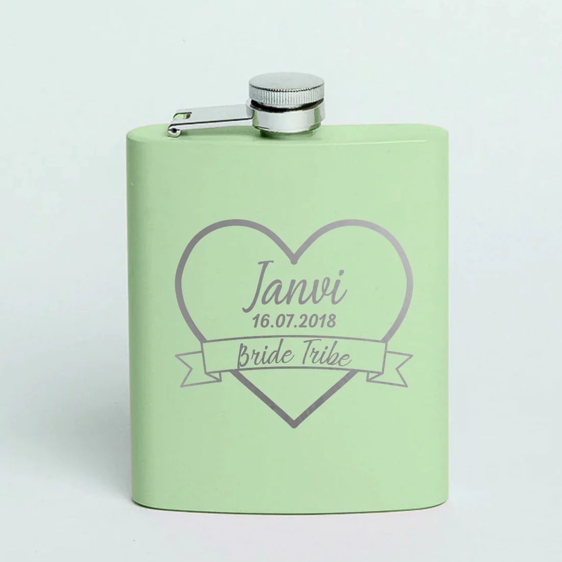 Custom Bride Hip Flask with Name Date Pink Stainless Steel 8OZ Alcohol Flask - Image 3